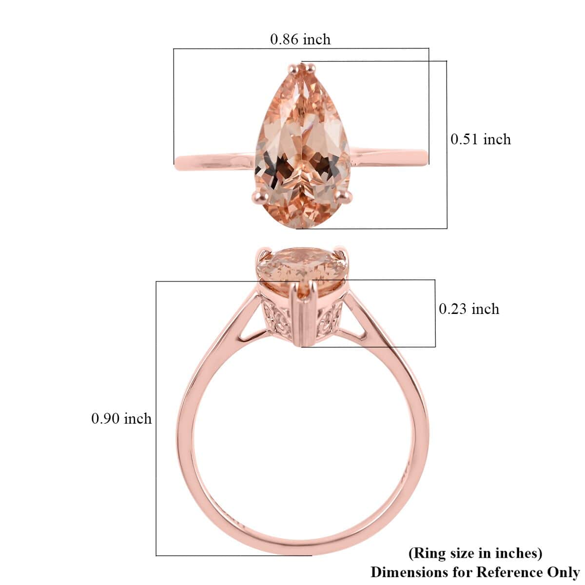 Luxoro 14K Rose Gold AAA Marropino Morganite Solitaire Ring (Size 6.0) 2.15 ctw image number 5