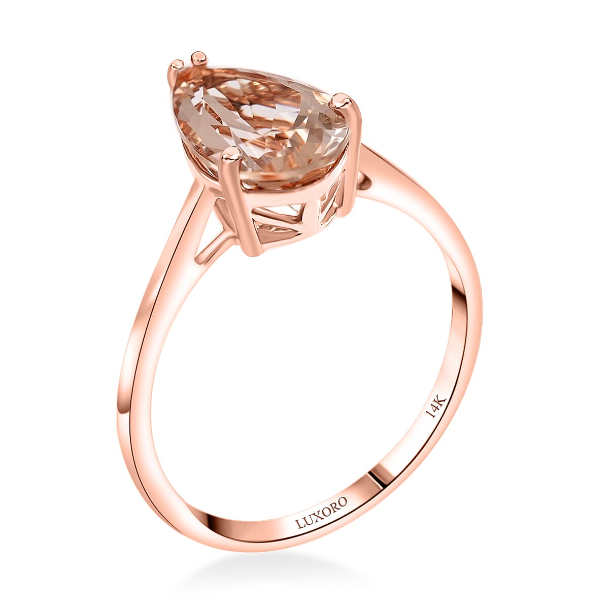 Luxoro AAA Marropino Morganite 2.15 ctw Solitaire Ring in 14K Rose Gold (Size 7.0) image number 3