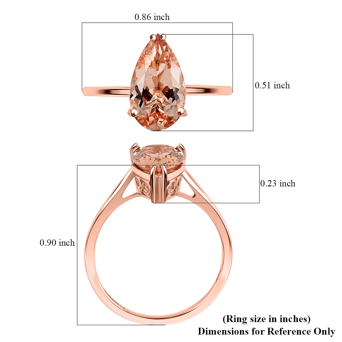 Luxoro AAA Marropino Morganite 2.15 ctw Solitaire Ring in 14K Rose Gold (Size 7.0) image number 5