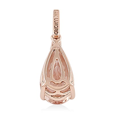 Luxoro 14K Rose Gold AAA Marropino Morganite and G-H I2 Diamond Pendant without Chain 2.50 ctw