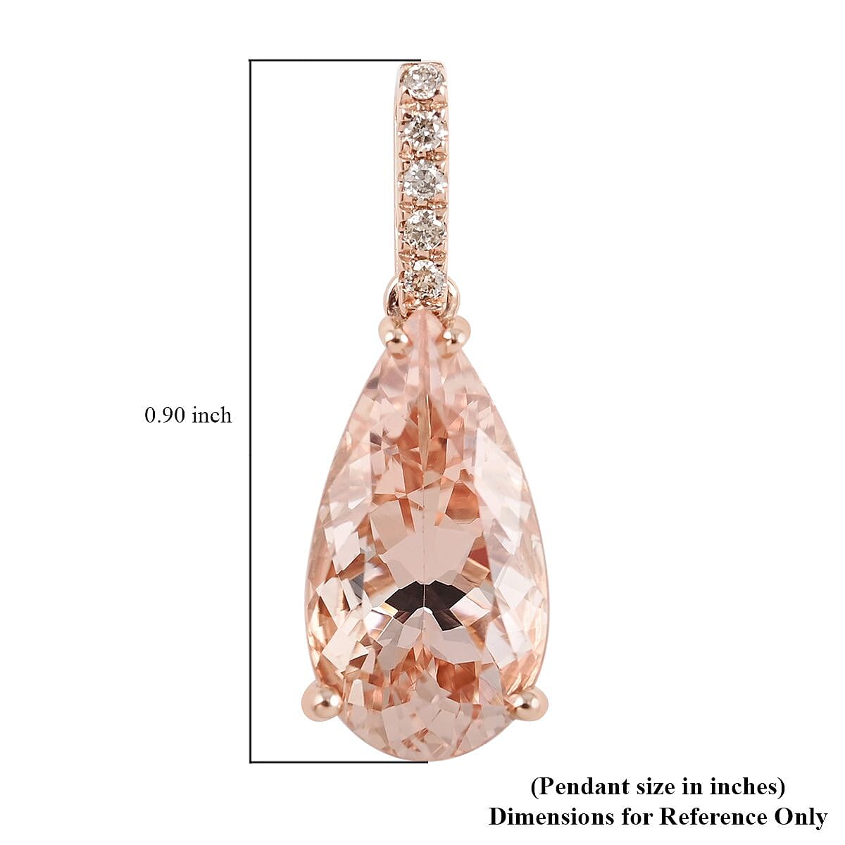 Luxoro 14K Rose Gold AAA Marropino Morganite and G-H I2 Diamond Pendant without Chain 2.50 ctw