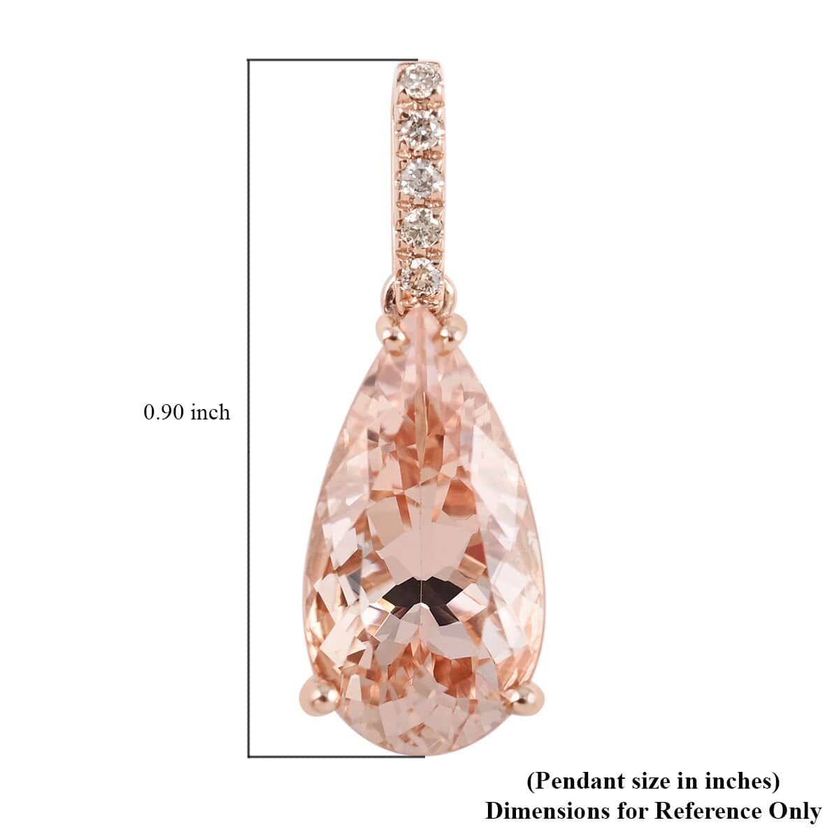 Luxoro 14K Rose Gold AAA Marropino Morganite and G-H I2 Diamond Pendant 2.50 ctw image number 4