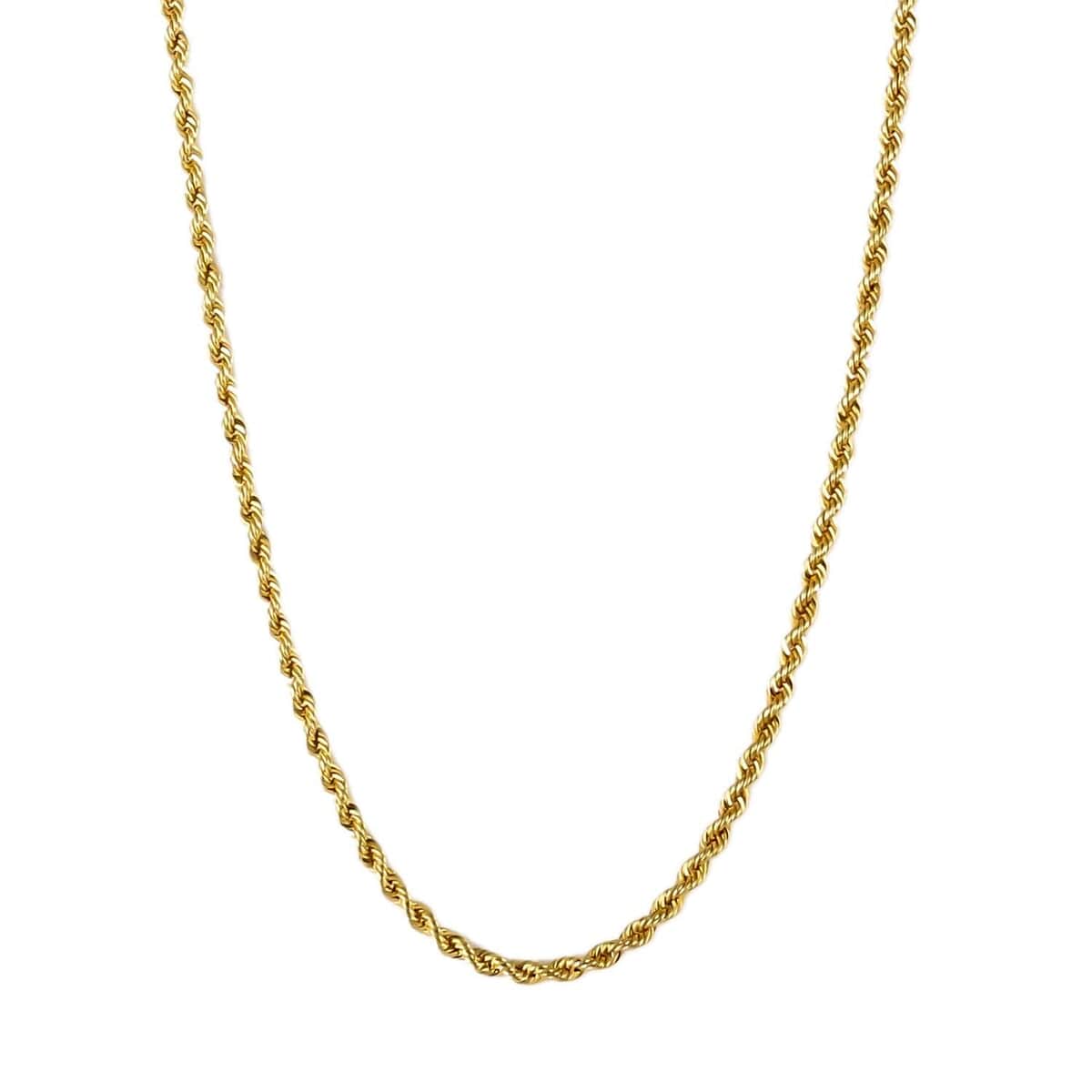 14K Yellow Gold Rope Chain Necklace, Gold Necklace, Gold Gifts 22 Inch Chain Necklace 1.5mm 1.70 Grams image number 0
