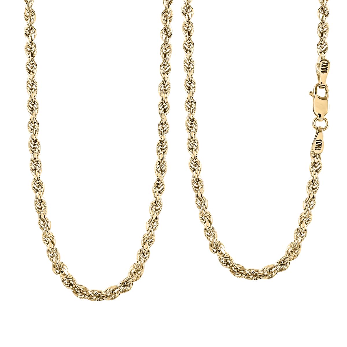 10K Yellow Gold Rope Necklace, Rope Chain Necklace, Gold Chain (24 Inches) image number 0