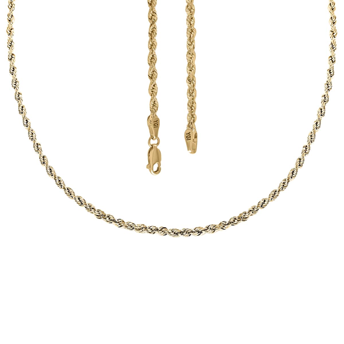 10K Yellow Gold Rope Necklace, Rope Chain Necklace, Gold Chain (24 Inches) image number 4