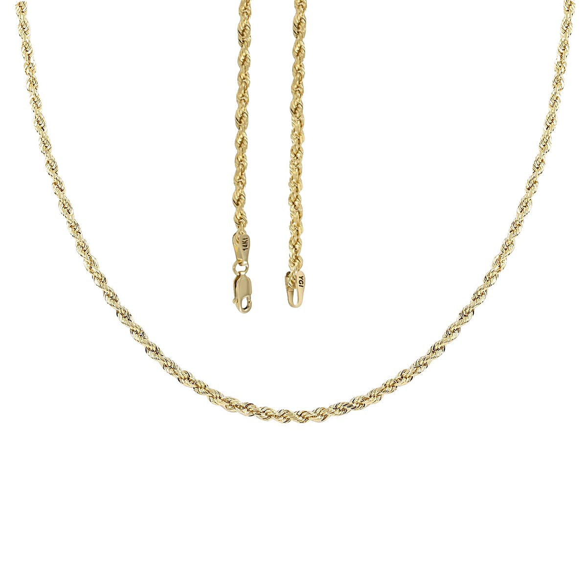 14K Yellow Gold 3mm Rope Necklace 20 Inches 4.90 Grams image number 4