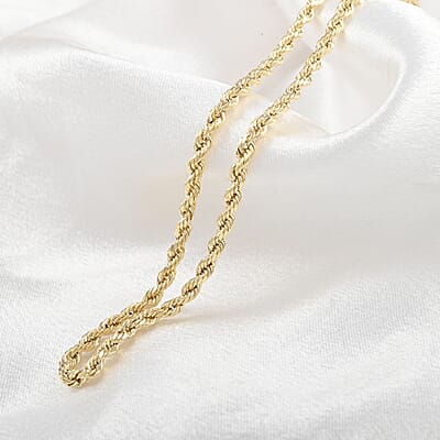 14K Yellow Gold 3mm Rope Necklace 24 Inches 6 Grams