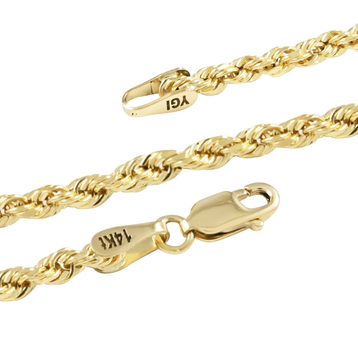 14K Yellow Gold 3mm Rope Necklace 24 Inches 6 Grams image number 2