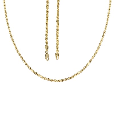 14K Yellow Gold 3mm Rope Necklace 24 Inches 6 Grams