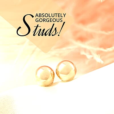 Ankur Treasure Chest 14K Yellow Gold Earrings, Round Ball Stud Earrings, Gold Studs, Gold Earrings 0.30 Grams
