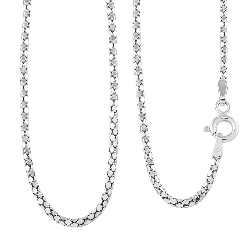 Ankur Treasure Chest Italian Rhodium Over Sterling Silver Coreana Chain Necklace 16 Inches 2.90 Grams