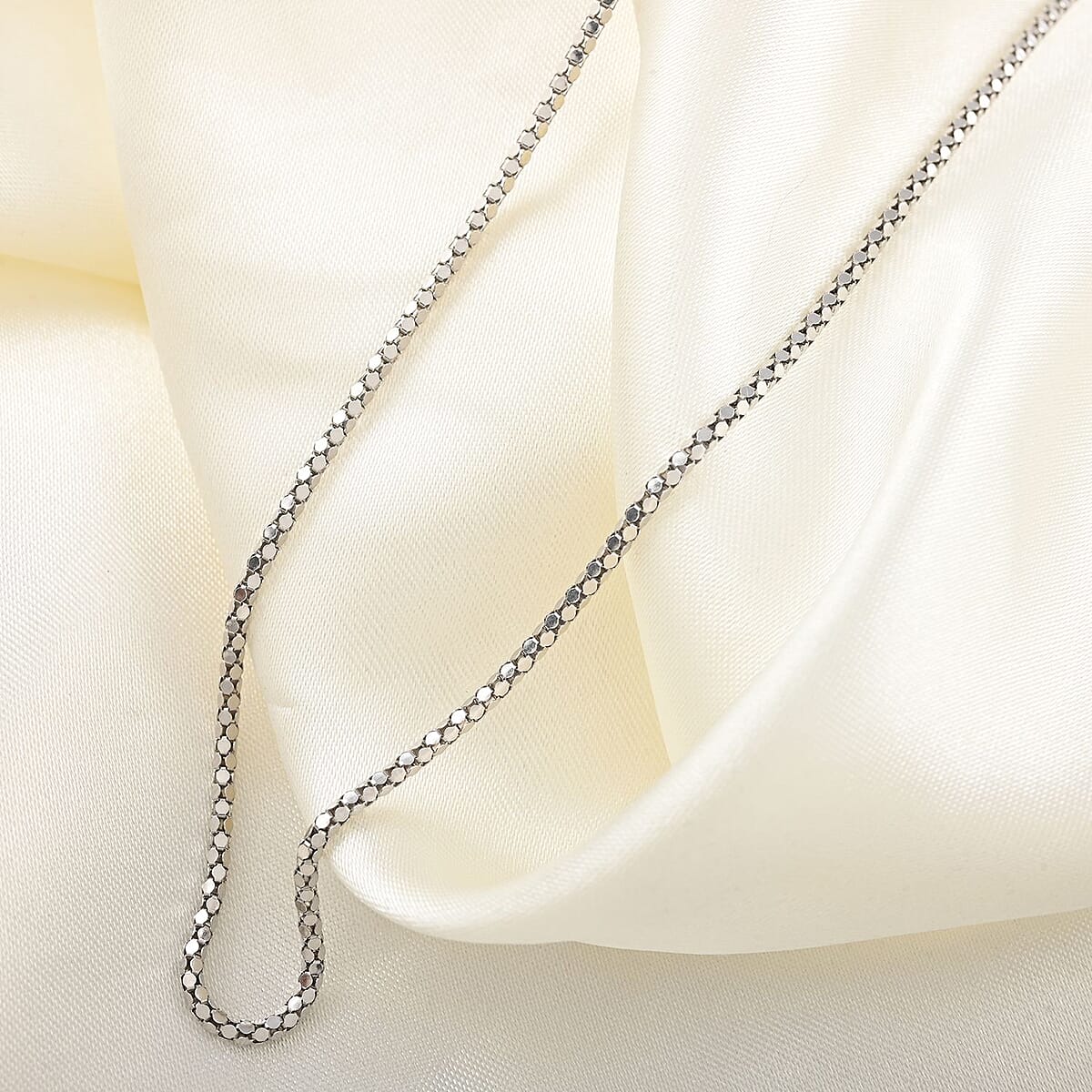 Ankur Treasure Chest Italian Rhodium Over Sterling Silver Coreana Chain Necklace 16 Inches 2.90 Grams image number 1