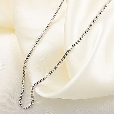 Ankur Treasure Chest Italian Rhodium Over Sterling Silver Coreana Chain Necklace 16 Inches 2.90 Grams
