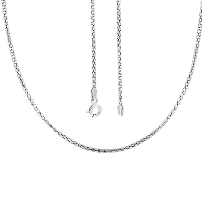 Ankur Treasure Chest Italian Rhodium Over Sterling Silver Coreana Chain Necklace 16 Inches 2.90 Grams