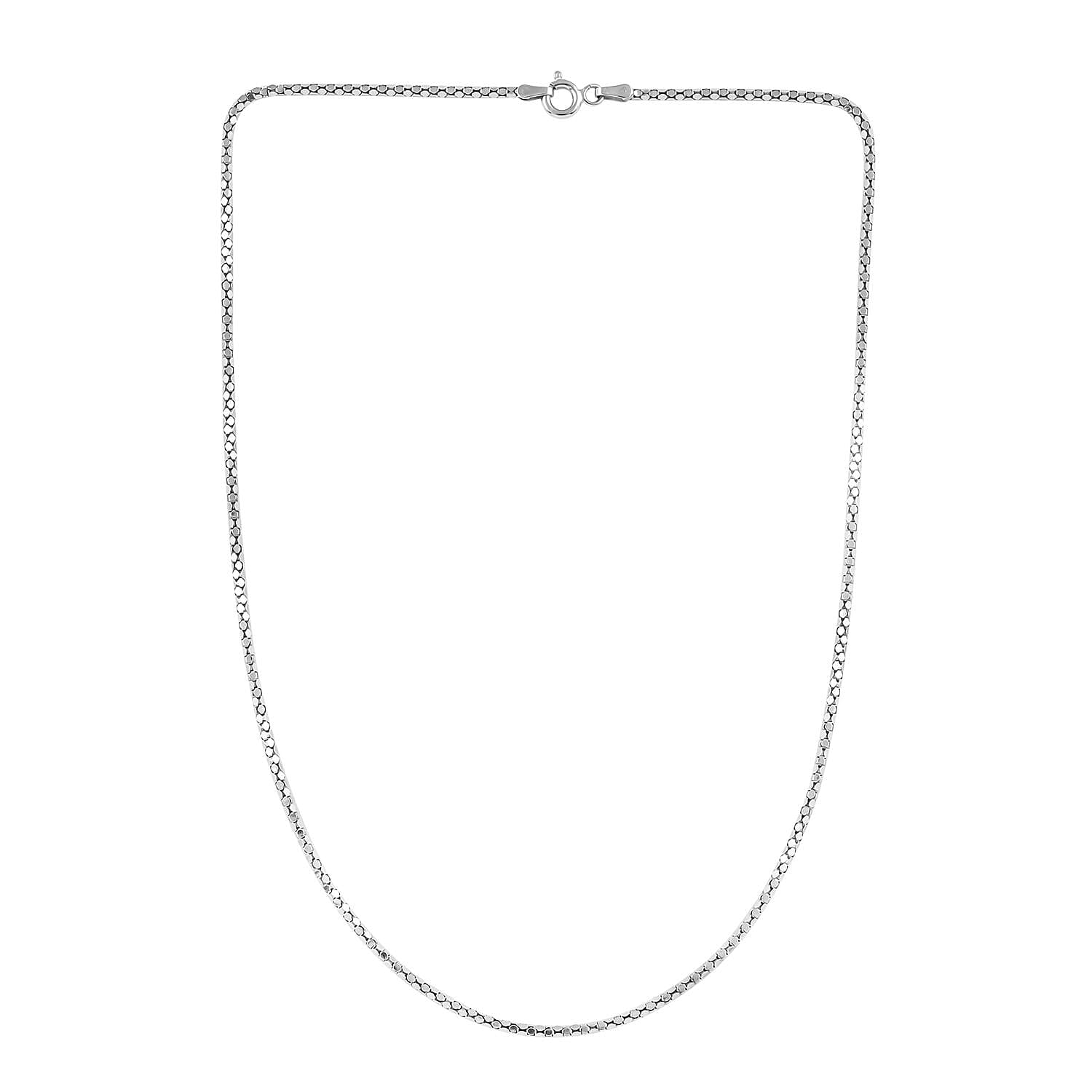 Ankur Treasure Chest Italian Rhodium Over Sterling Silver Coreana Chain Necklace 16 Inches 2.90 Grams