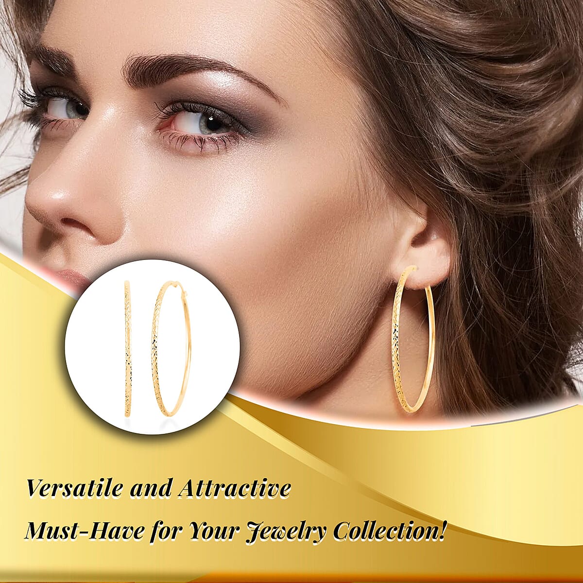 14K Yellow Gold Earrings, Hoop Earrings, Diamond Cut Earrings, Diamond Cut Hoops , Gold Hoop Earrings 2.2 Grams image number 3