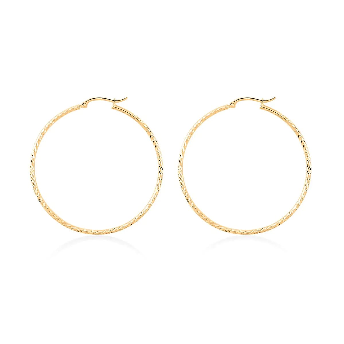 14K Yellow Gold Earrings, Hoop Earrings, Diamond Cut Earrings, Diamond Cut Hoops , Gold Hoop Earrings 2.2 Grams image number 5
