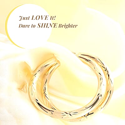 14K Yellow Gold Diamond-Cut Hoop Earrings, Gold Hoops, Hoop Earrings, Diamond Cut Hoop 45mm 4.50 Grams