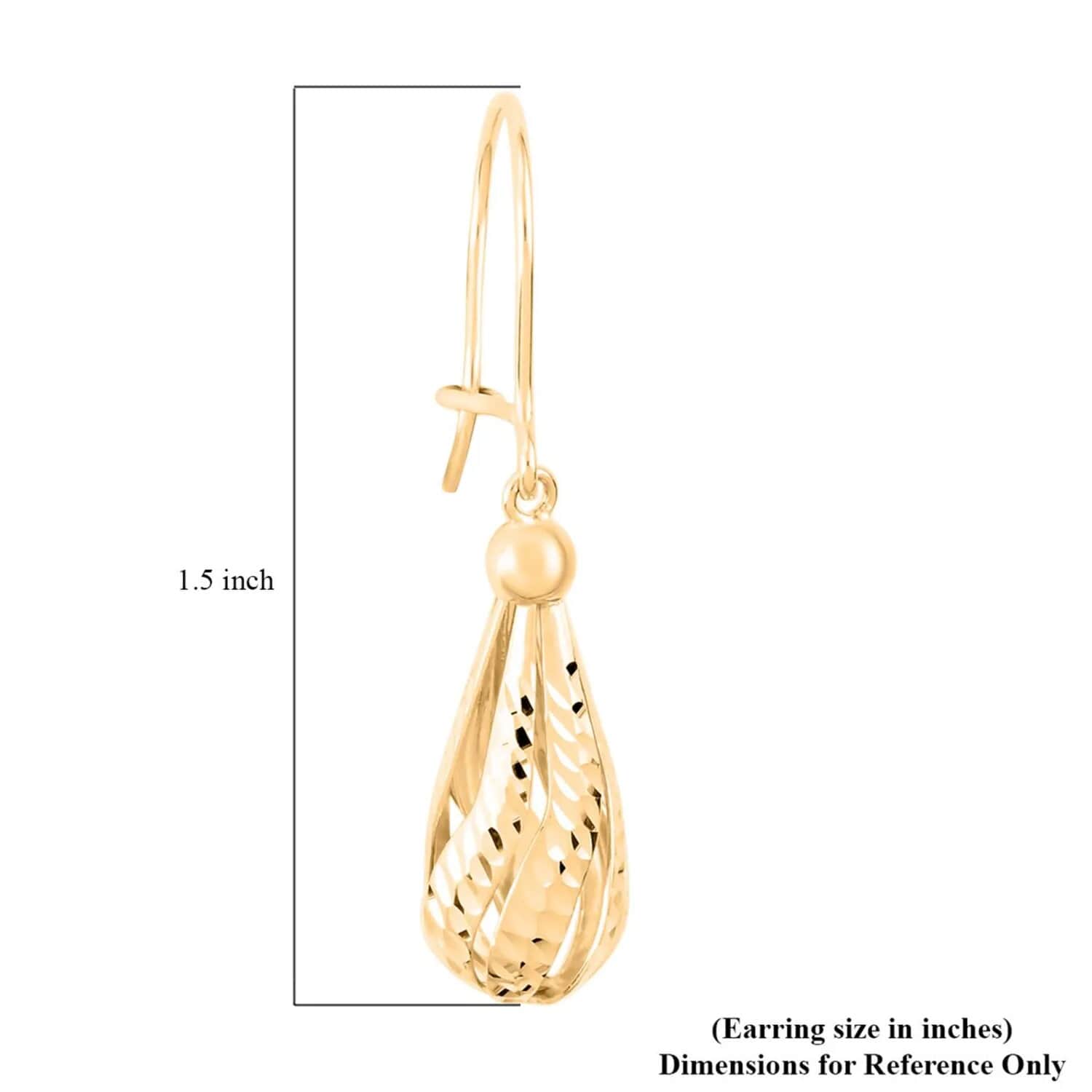 Buy 14K Yellow Gold Earrings, Tear Drop Earrings, Diamond Cut