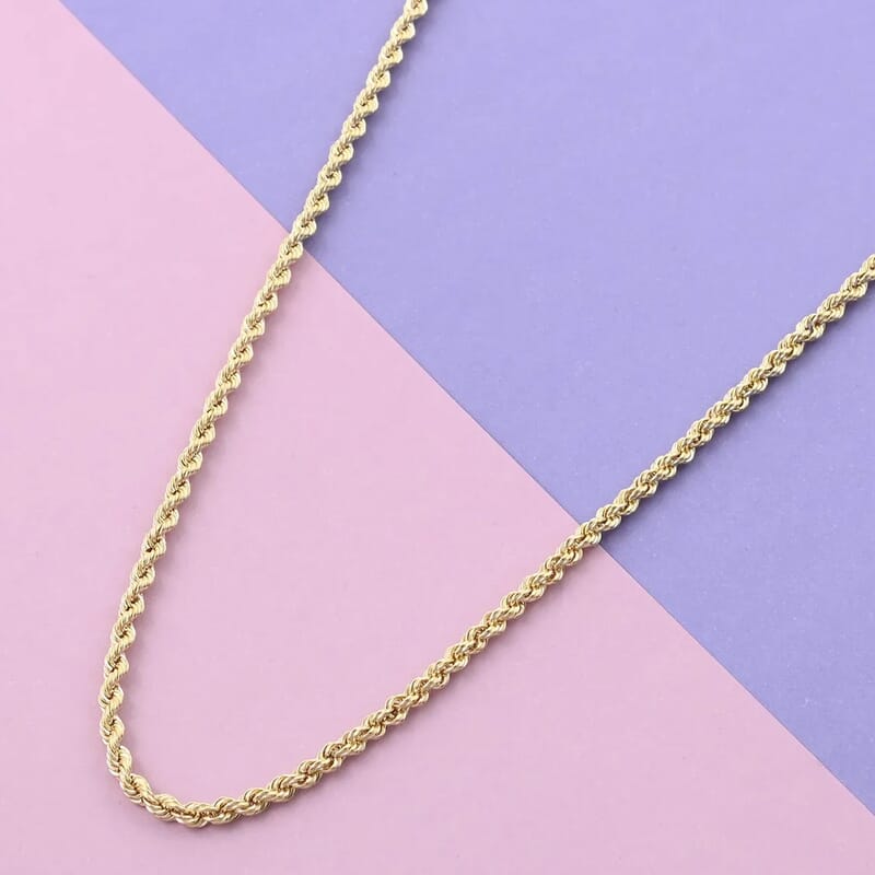 14K Yellow Gold Rope Chain Necklace, Gold Necklace, Rope Chain, Gold Chain, Princess Length Necklace