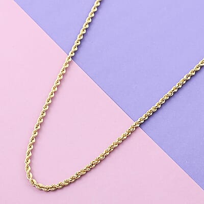 14K Yellow Gold Rope Chain, Gold Chain (18 Inches)