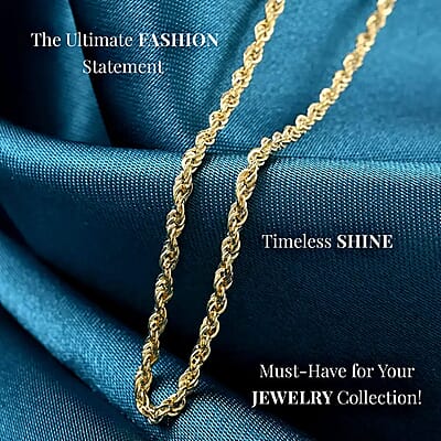 Ankur Treasure Chest 14K Yellow Gold Rope Chain, Gold Rope Necklace, 24 Inch Chain Necklace 1.8 Grams