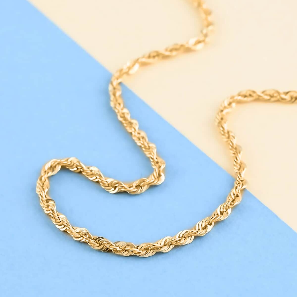 10K Yellow Gold Rope Chain Necklace, Gold Necklace, Rope Chain, Gold Chain, Matinee Length Necklace image number 1