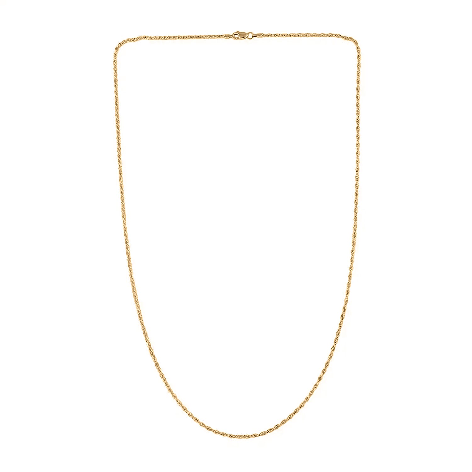 10K Yellow Gold Rope Chain Necklace, Gold Necklace,Rope Chain, Gold Chain, Matinee Length Necklace (1.5 mm) (1.50 gram) 24 Inches