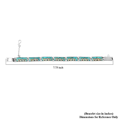 Santa Fe Style Kingman Turquoise and Lab Created Opal Bracelet in Sterling Silver (7.00 In) 35.20 ctw
