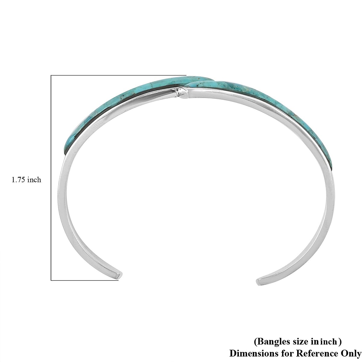 Santa Fe Style Kingman Turquoise Bangle Bracelet in Sterling Silver (6.50 in) 7.50 ctw image number 3