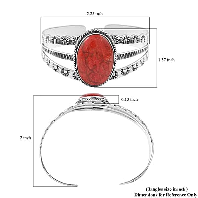 Santa Fe Style Plum Coral Bangle Bracelet in Sterling Silver (6.50 in) 6.50 ctw