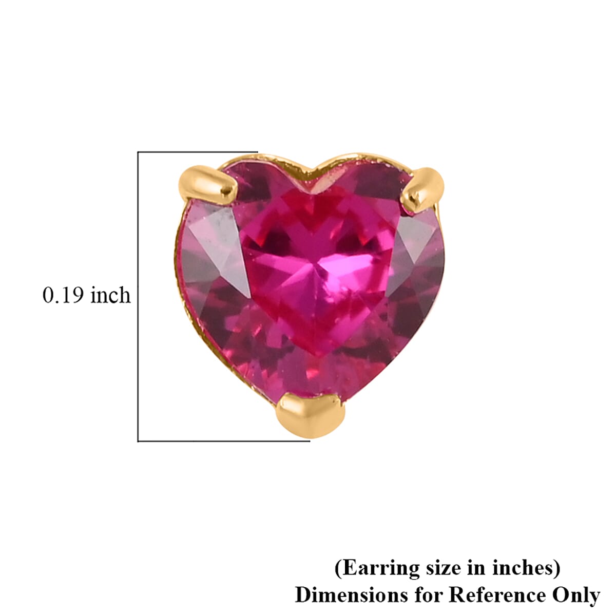 14K Yellow Gold Lab Created Ruby Heart Stud Earrings 1.00 ctw image number 4