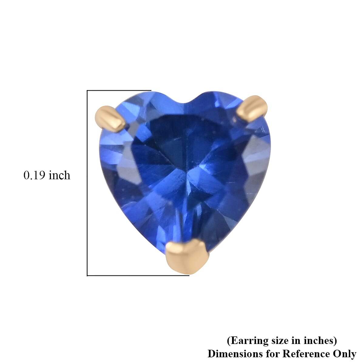 14K Yellow Gold Lab Created Blue Sapphire Heart Stud Earrings 0.60 ctw image number 4