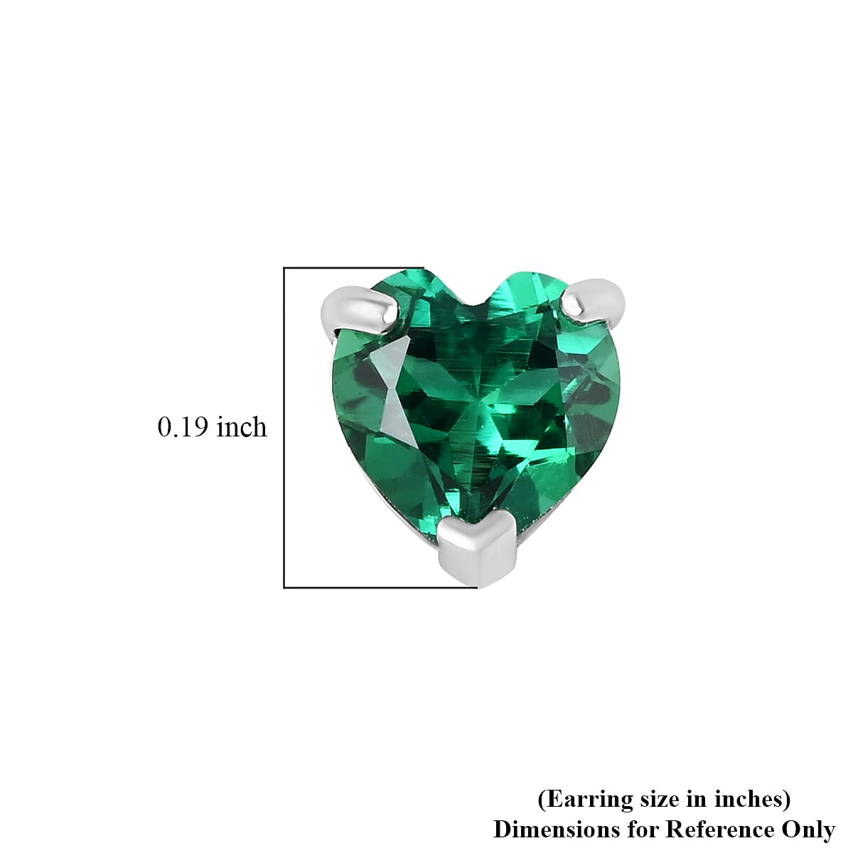 14K White Gold Lab Created Emerald Heart Stud Earrings 0.40 ctw