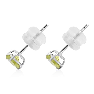 14K White Gold Peridot Heart Stud Earrings 0.50 ctw
