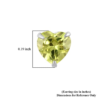 14K White Gold Peridot Heart Stud Earrings 0.50 ctw