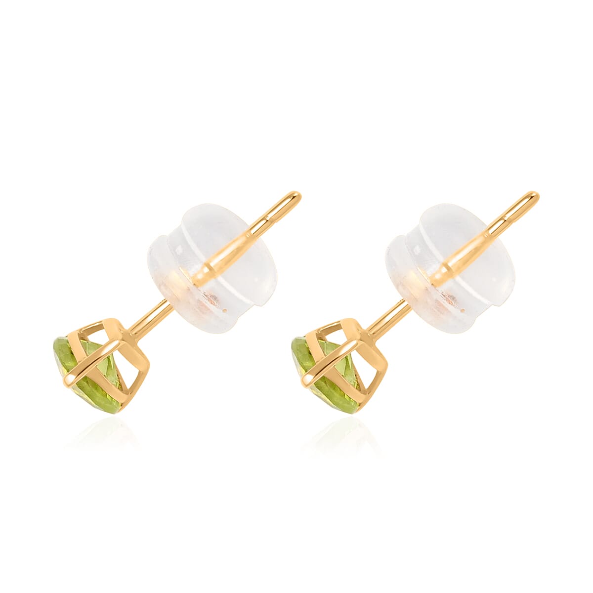 14K Yellow Gold Peridot Heart Stud Earrings 0.50 ctw image number 3