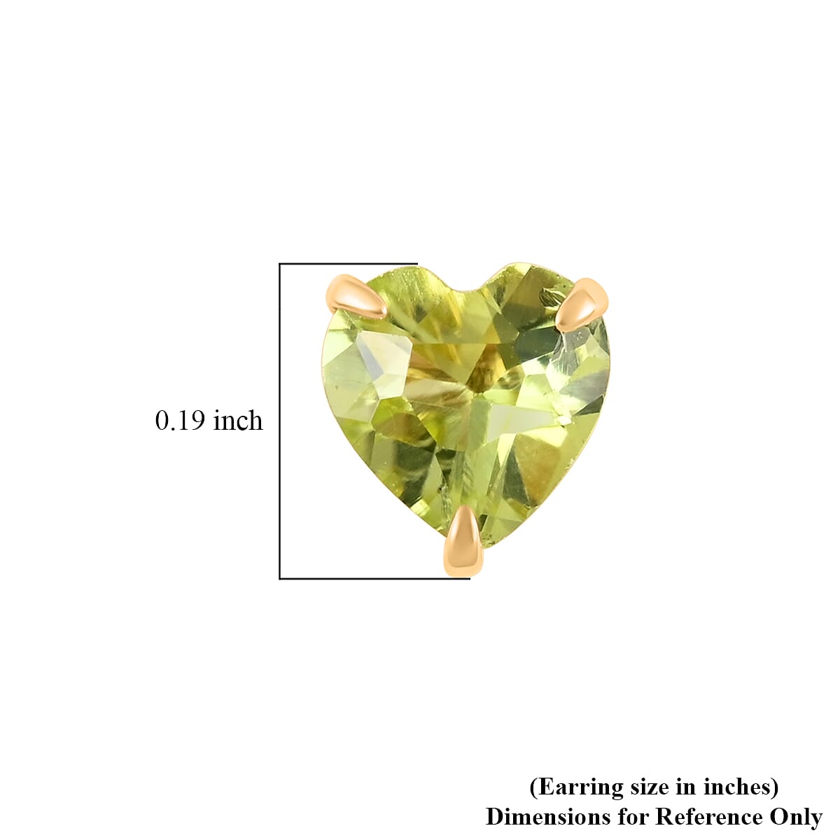 14K Yellow Gold Peridot Heart Stud Earrings 0.50 ctw image number 4