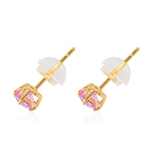 14K Yellow Gold Lab Created Pink Sapphire Heart Stud Earrings 0.60 ctw