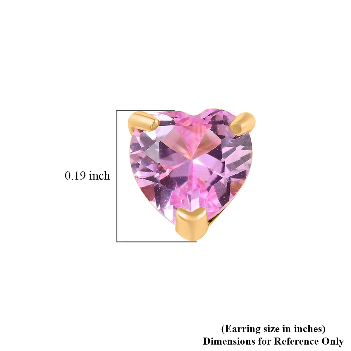 14K Yellow Gold Lab Created Pink Sapphire Heart Stud Earrings 0.60 ctw image number 4