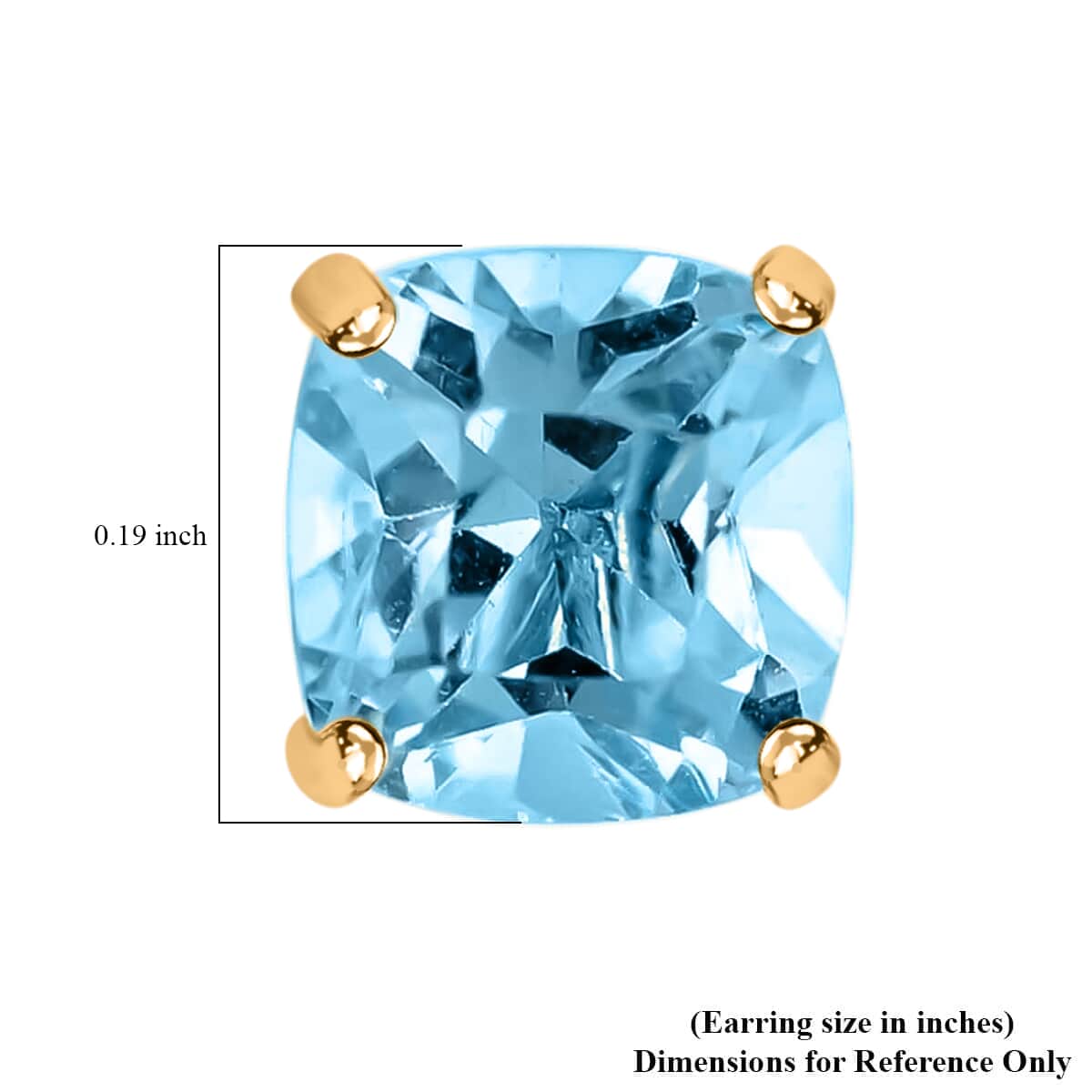 14K Yellow Gold Sky Blue Topaz Stud Earrings with Silicone Back 1.70 ctw image number 4