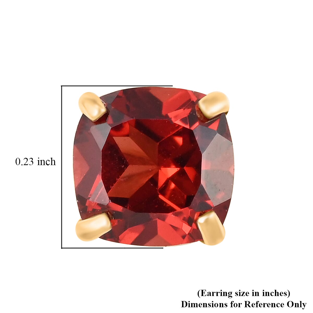 14K Yellow Gold Mozambique Garnet Cushion Stud Earrings 0.90 ctw image number 4