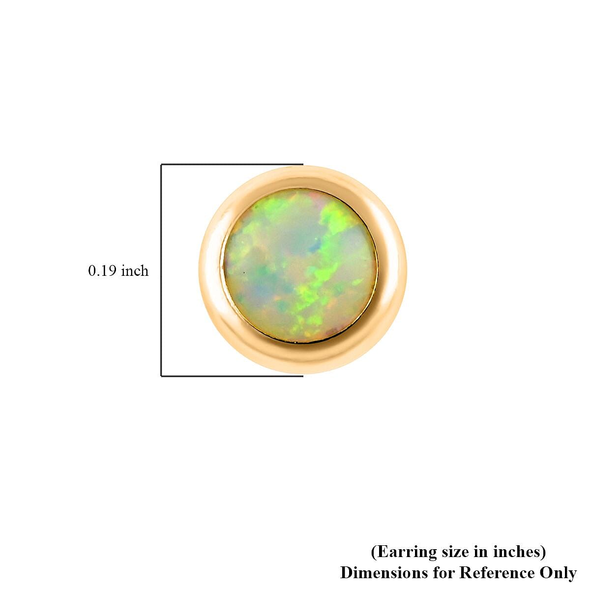14K Yellow Gold Lab Created Opal Round Stud Earrings 0.20 ctw image number 4
