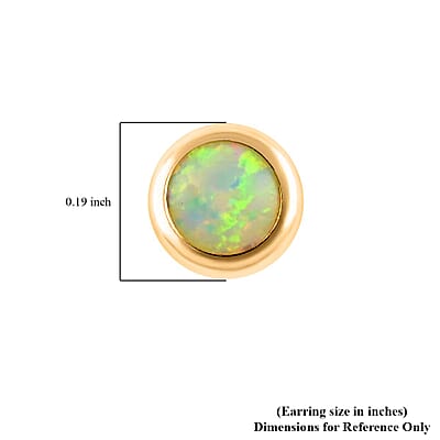 14K Yellow Gold Lab Created Opal Round Stud Earrings 0.20 ctw