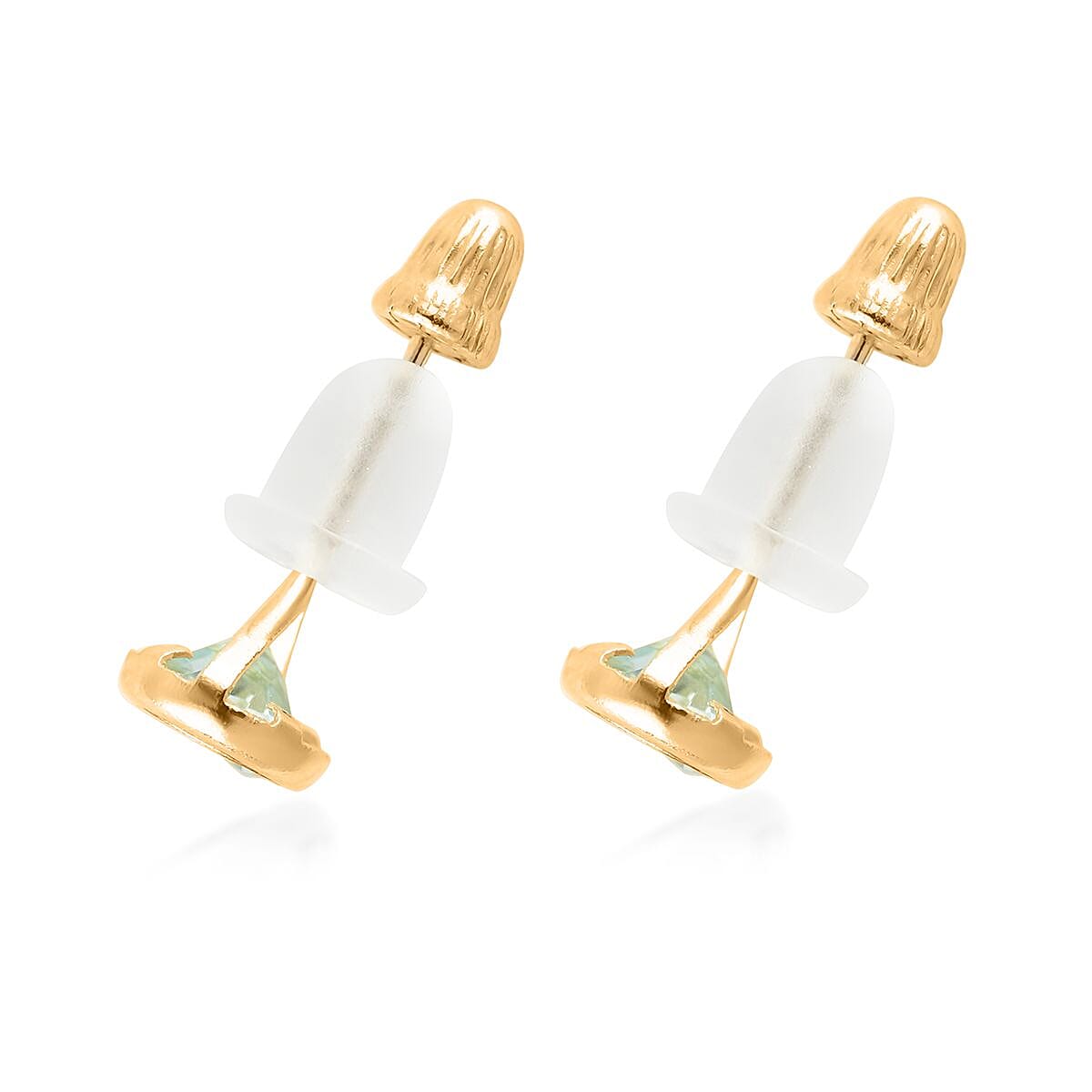 14K Yellow Gold Sky Blue Topaz Round Stud Earrings 0.60 ctw image number 3