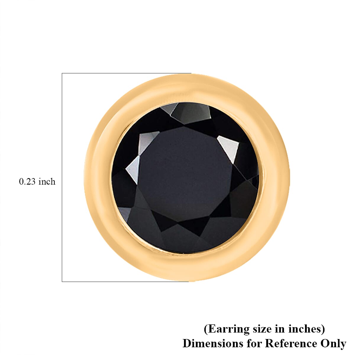 14K Yellow Gold Onyx Round Stud Earrings 0.50 ctw image number 4