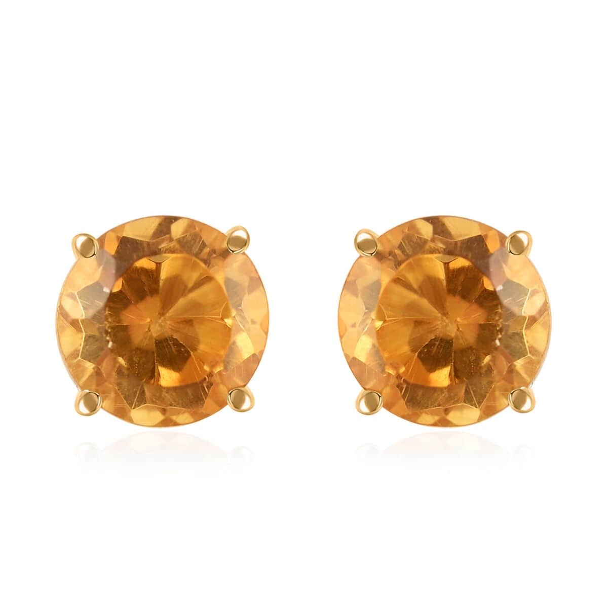 14K Yellow Gold Brazilian Citrine Stud Earrings with Screw Back 1.50 ctw image number 0