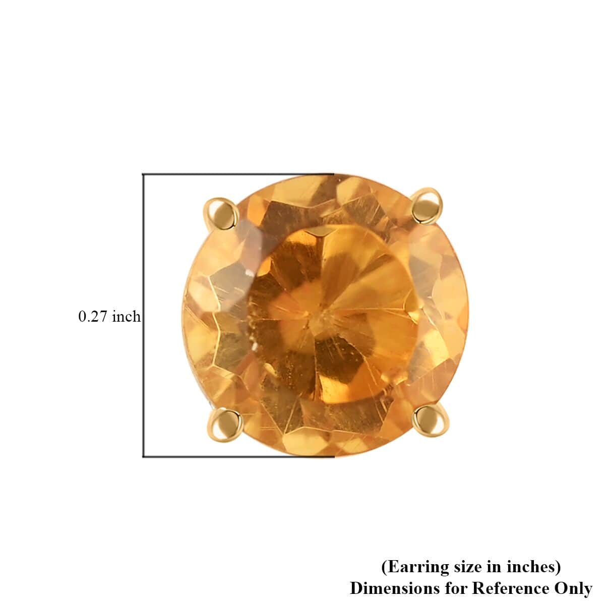 14K Yellow Gold Brazilian Citrine Stud Earrings with Screw Back 1.50 ctw image number 4