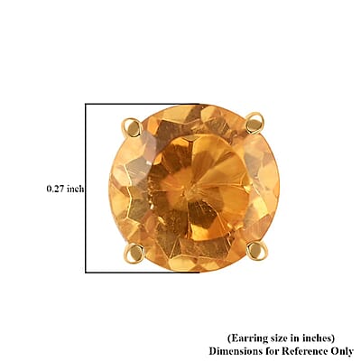 14K Yellow Gold Brazilian Citrine Round Stud Earrings 1.50 ctw