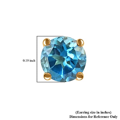 14K Yellow Gold London Blue Topaz Round Stud Earrings 0.60 ctw